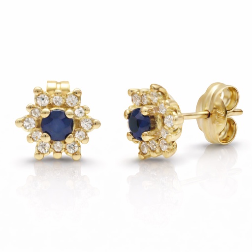 [P3256] PENDIENTES ORO 18KL ZAFIROS FINOS + CIRCONITAS