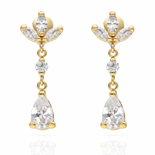 [P1647] PENDIENTES ORO 18KL CIRCONITAS - 8x20MM