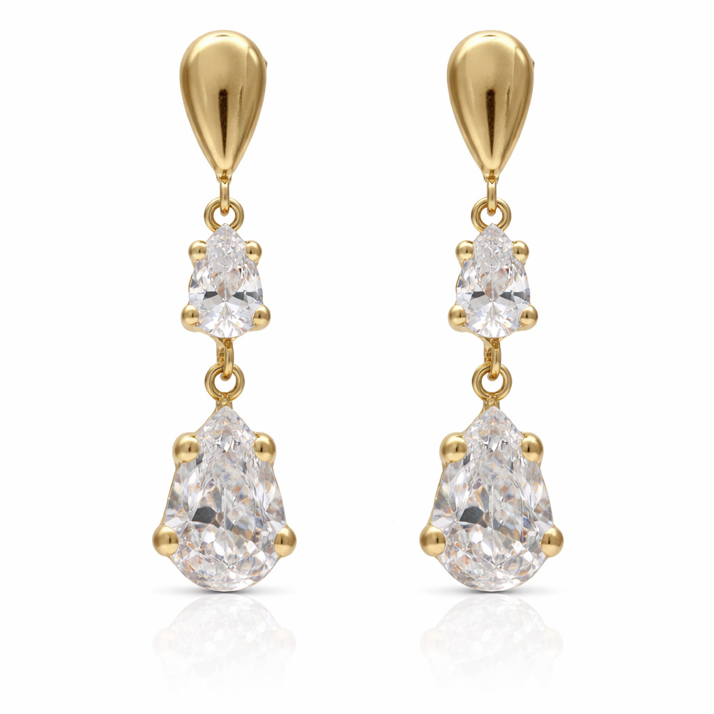 PENDIENTES ORO 18KL CIRCONITAS - 6x27MM
