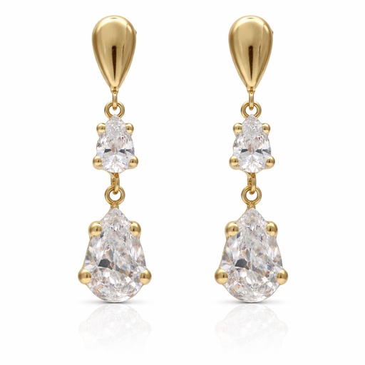 [P1645] PENDIENTES ORO 18KL CIRCONITAS - 6x27MM