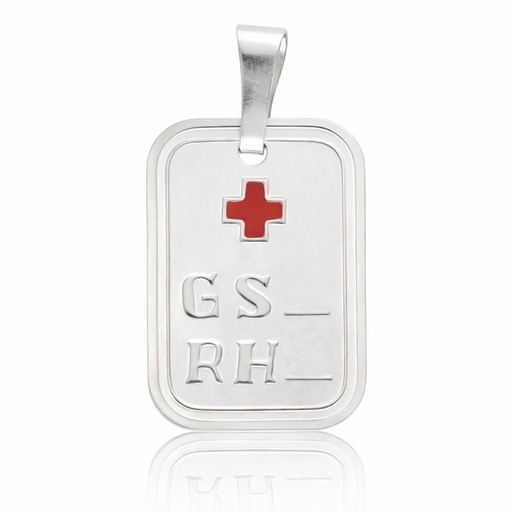 [AG4142] PLACA PLATA 925MM GRUPO SANGUINEO PEQUEÑO - 14x20MM