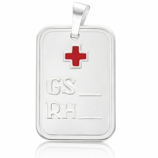 [AG4141] PLACA PLATA 925MM GRUPO SANGUINEO GRANDE - 17x24MM