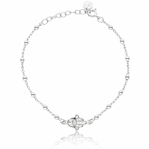 [AG9096] PULSERA PLATA 925MM MANO DE FATIMA + BOLAS