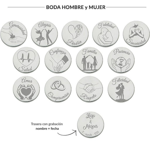 [AG6003] ARRAS PERSONALIZADAS BODA HOMBRE + MUJER · PLATA DE LEY