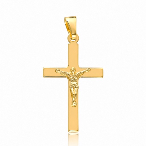 CRUZ PLATA CHAPADA EN ORO CRISTO - 20x34MM