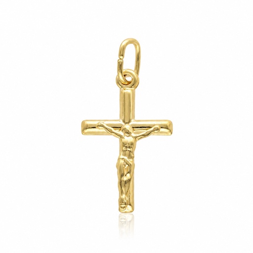 CRUZ PLATA CHAPADA EN ORO CRISTO - 15x26MM