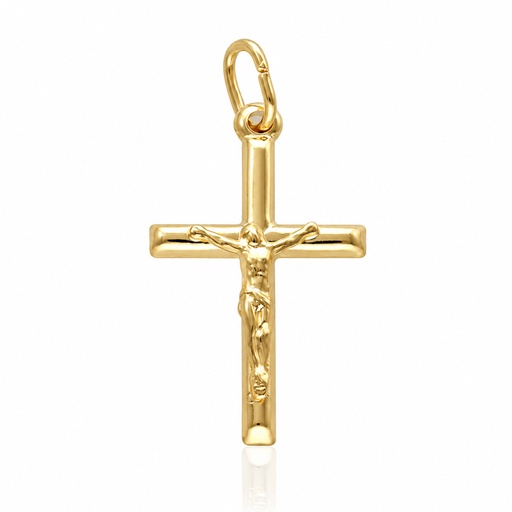 CRUZ PLATA CHAPADA EN ORO CRISTO - 18x30MM