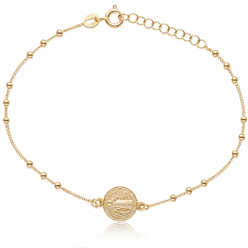 PULSERA PLATA CHAPADA EN ORO SAN BENITO + BOLAS