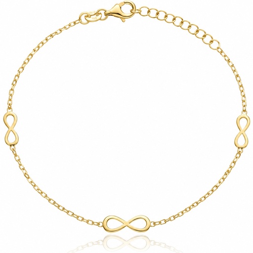PULSERA PLATA CHAPADA EN ORO 3 INFINITOS