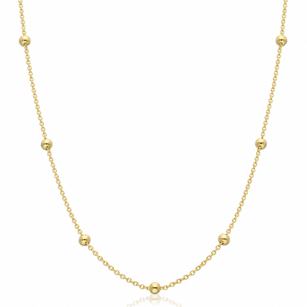 CADENA PLATA CHAPADA ORO BOLAS - 2.50MM