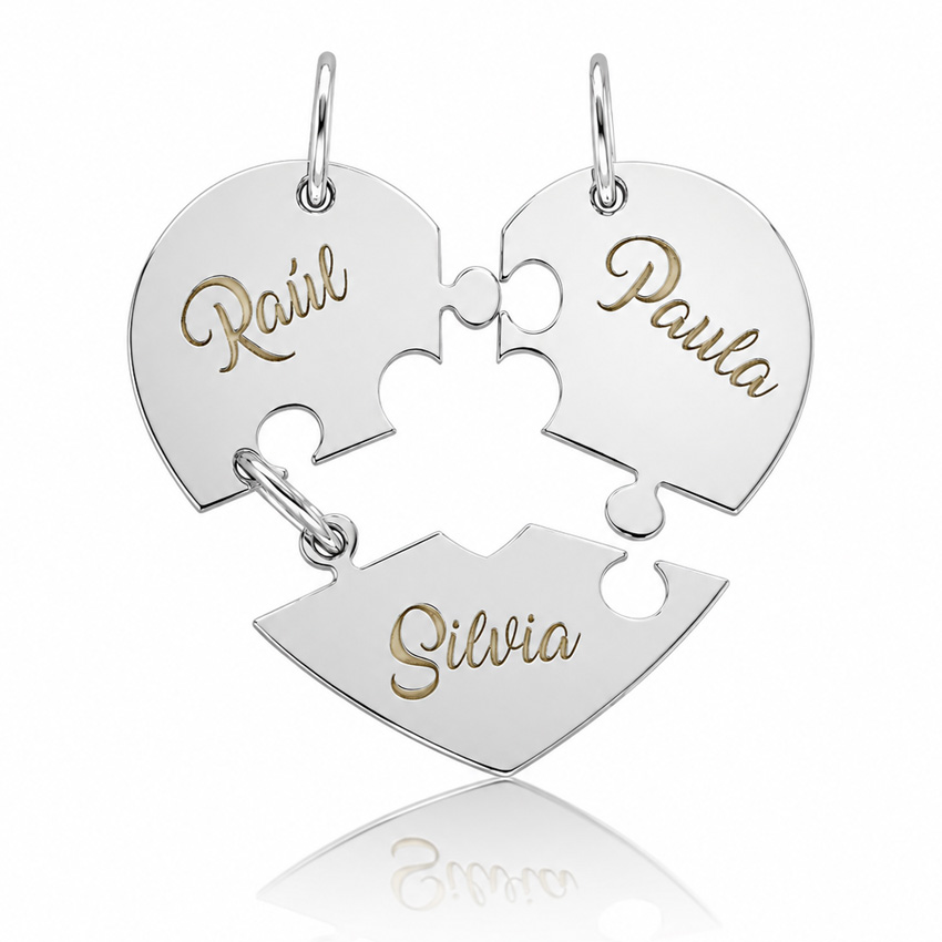 COLGANTE PLATA 925MM CORAZÓN PUZZLE AMIGOS