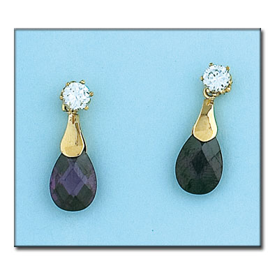 [P6159] PENDIENTES ORO 18KL - PIEDRA COLOR AMATISTA